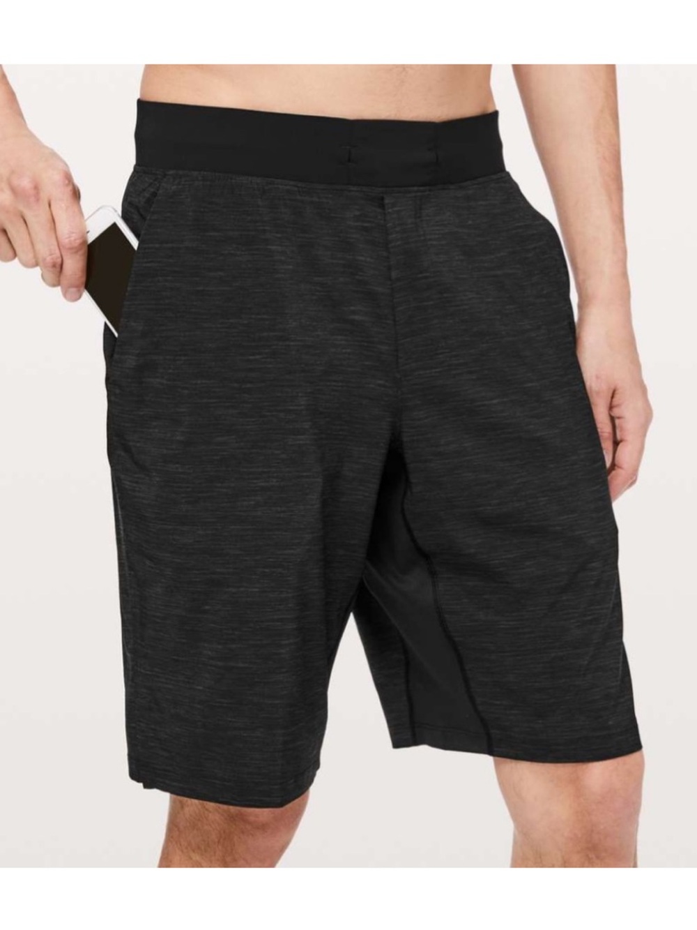 Lululemon T.H.E. Short *Linerless 11" (Heather Allover Deep Coal Black)